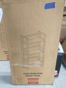 CASUAL HOME 37 in. Natural Wood 3-shelf Etagere Bookcase with Open Back