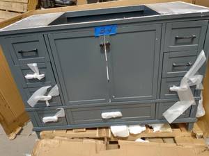 HOME DECORATORS COLLECTION Merryfield 49 in. W x 22 in. D Bath Vanity in Dark Blue-Gray