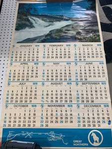Vintage 1970 Great Northern Calendar 26� X 42�