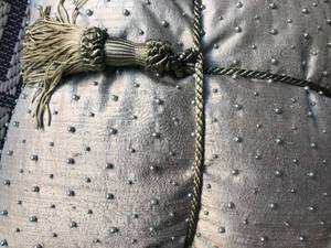 Set of 4 BlueGreen Beaded Pillows