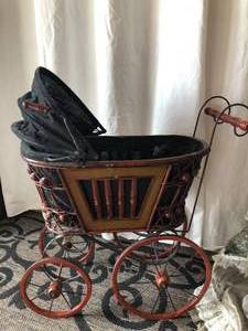 Doll Carriage and Life Size Porcelain Doll