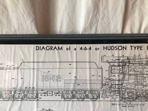 Framed Hudson Passenger Locomotive Diagram