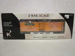 K-LINE HEINZ PICKLES WOOD-SIDED REEFER W INTERIOR, 2-RAIL SCALE - NEW, WBOX