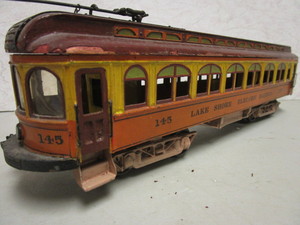 VINTAGE LAKE SHORE ELECTRIC RAILWAY PASSENGER CAR, O GAUGE