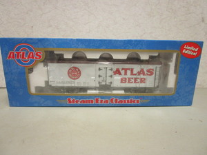 ATLAS STEAM ERA CLASSICS ATLAS BREWING CO REFRIGERATOR CAR, O 2 RAIL - NEW,W ORIGINAL BOX
