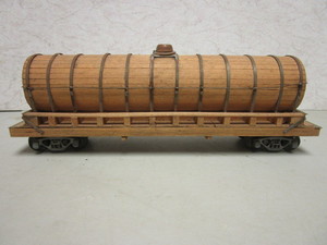 SCRATCH-BUILT O GAUGE WOOD-CRAFTED TANK TRAIN CAR, UNIQUE  ONE OF A KIND