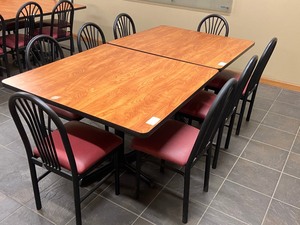 lot 14 image: Two-Piece Lunchroom  Break Room Table With (8) Chairs