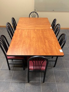 lot 15 image: Two-Piece Lunchroom  Break Room Table With (8) Chairs