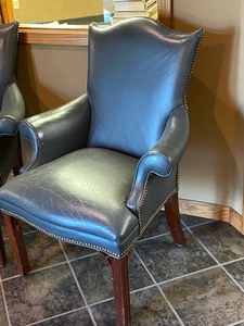 lot 22 image: (2) Matching Leather Arm Chairs