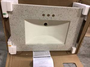 31 in. Solid Surface Vanity Top in Silver Ash with White Sink Customer Returns See Pictures