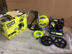 3200 PSI 2.3 GPM Cold Water 196cc Kohler Gas Pressure Washer and 15 in. Surface Cleaner by RYOBI Customer Returns See Pictures