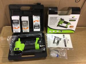 Pneumatic Upholstery Stapler with 22-Gauge Upholstery Staples (38 in., 716 in. and 58 in.) by Surebonder Customer Returns See Pictures
