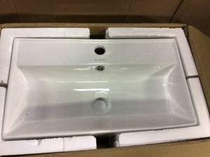 Claire Ceramic Wall Hung Sink in White by Swiss Madison Customer Returns See Pictures