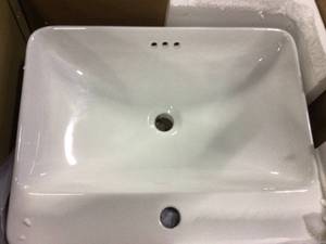 23 in. Modern Ceramic White Undermount Vessel Sink Square Bathroom Sink with Pop-Up Drain by Eridanus Customer Returns See Pictures