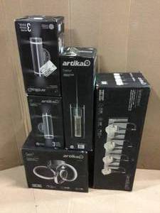 MIX LOT OF LAMPS AND Swirl 13 in. Chrome LED Flush Mount by Artika Customer Returns See Pictures