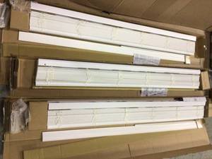 White Cordless Room Darkening 2 in. Faux Wood Blind for Window - 62 in. W x 72 in. L Customer Returns See Pictures