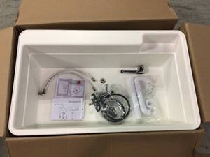 Utilatub Combo 40 in. x 24 in. 33 in. Polypropylene Floor Mount Utility Tub with Pull-Out Faucet in White by BigTub Customer Returns See Pictures
