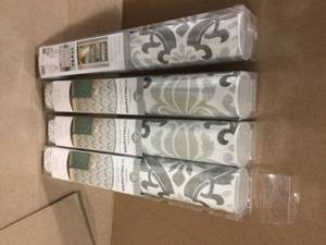 Grey Nouveau Damask Vinyl Peel &amp Stick Wallpaper Roll (Covers 30.75 Sq. Ft.) by NuWallpaper Customer Returns See Pictures
