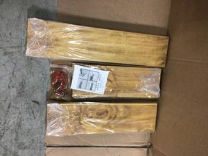True Floating 5.5 in Walnut Pine Wood Floating Set of Three Decorative Wall Shelves with Brackets by Del Hutson Designs Customer Returns See Pictures