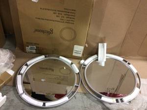 24.02 in. H x 24.02 in. W Modern Small Round Framed Silver  Glass Mirror by Glitzhome Customer Returns See Pictures