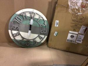 Teal Shabby Farmhouse Planks Clock by FirsTime &amp Co. Customer Returns See Pictures