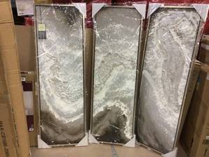 Iced Textured Metallic Hand Painted by Martin Edwards Framed Abstract Triptych Set Canvas Wall Art Customer Returns See Pictures