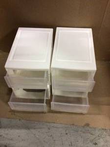 Small Stacking Storage Drawer in White (4-Pack) by IRIS Customer Returns See Pictures