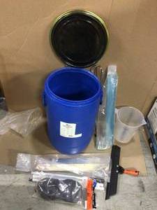 7-Piece Self-Leveling Tool Kit with 15 Gal. Mixing Barrel by Kraft Tool Co. Customer Returns See Pictures