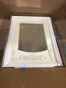 22 in. W x 32 in. H Framed Rectangular Bathroom Vanity Mirror in antique white Customer Returns See Pictures