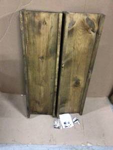 Rustic Luxe 6 in. x 36 in. x 10 in. Dark Walnut Pine 2-Tier Decorative Wall Shelf and Glass Rack Set by Del Hutson Designs Customer Returns See Pictures