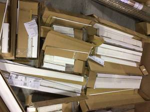 White Cordless Room Darkening 2 in. Faux Wood Blind for Window - 38 in. W x 84 in. L Customer Returns See Pictures