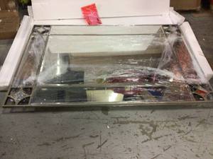 Huxley 46 in. x 32 in. Modern Rectangle Framed Decorative Mirror Customer Returns See Pictures