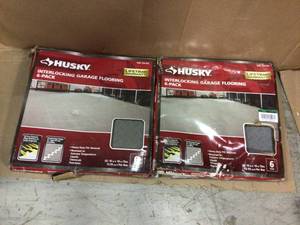 18.4 in. x 18.4 in. Gray PVC Garage Flooring Tile (6-Pack) by Husky Customer Returns See Pictures