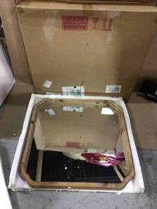 Medium Square Natural American Colonial Mirror (23.62 in. H x 23.62 in. W) Customer Returns See Pictures