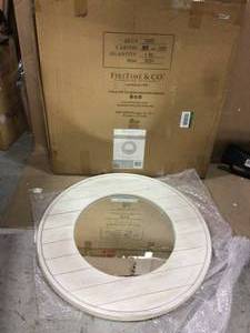 Medium Round Aged White Modern Mirror (27 in. H x 27 in. W) Customer Returns See Pictures