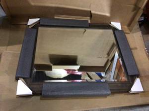 Rustic 34 in. W x 28 in. H Framed Rectangular Bathroom Vanity Mirror in Rustic Pine Customer Returns See Pictures