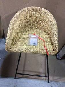 Black Metal Counter Stool with Back and Natural Seat (21.42 in. W x 34.25 in. H) by StyleWell Customer Returns See Pictures