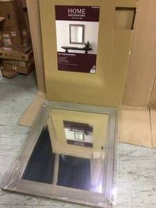 Medium Rectangle Gray-Wood Beveled Glass Contemporary Mirror (38 in. H x 30 in. W) PLEASE SEE PIC BROKEN