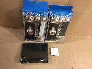39 in. x 82 in. Black Fiberglass White Trim Magnetic Center Opening Screen Door by Fenestrelle Customer Returns See Pictures