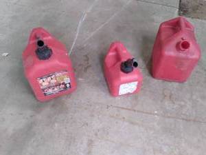 Lot of 3, 1 gallon plastic gas cans...