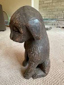 lot 83 image: Ornate Wooden Dog Carving