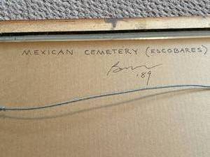 lot 97 image: Richard Brewer Mexican Cemetary Mixed Medium Framed Art