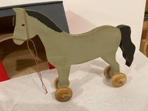 Hand Made Wooden Barn and Rolling Horse