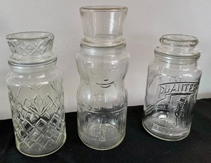 Planters Peanuts and Smuckers Collectable Glass Jars with Lids