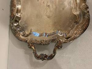 Vintage Ornate Silver Plated Serving Tray