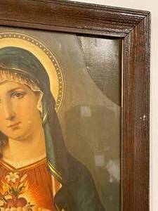 Vintage  The Heart Of Mary Framed Art Piece