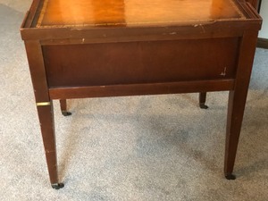 Vintage Side Table with Embossed Leather Top