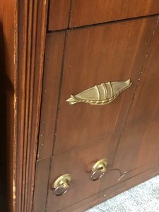 Tall Wooden Vintage Dresser with Brass Handles