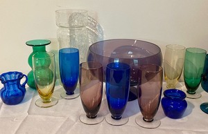 An Array of Colored Glassware Items