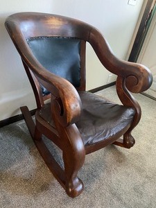 Vintage Rocking Chair with Leather Seating